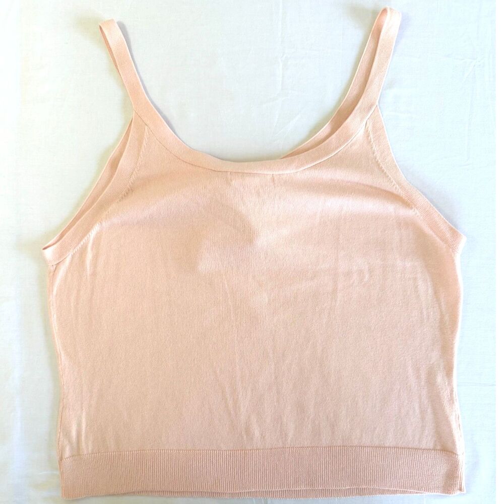 Blush Pink Knit Camisole Womens XL Coquette Balletcore Bow Detail - Picture 3 of 6